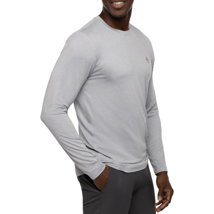 TRAVIS MATHEW TAKE THE CREDIT LONG SLEEVE SHIRT - HEATHER LIGHT GREY