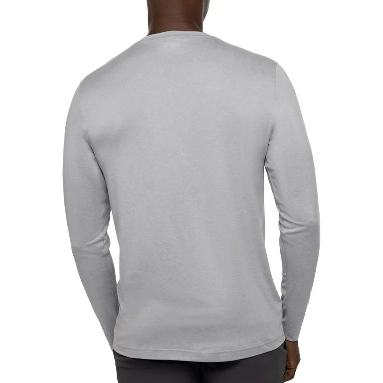 TRAVIS MATHEW TAKE THE CREDIT LONG SLEEVE SHIRT - HEATHER LIGHT GREY