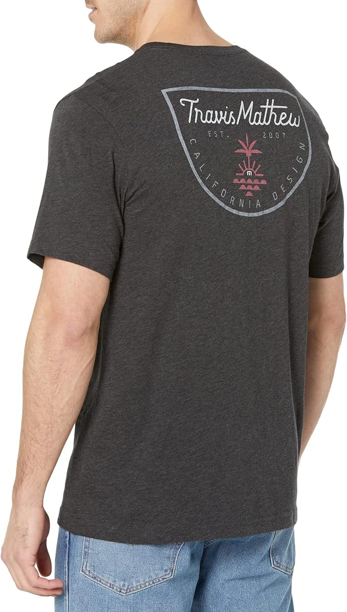 TRAVIS MATHEW MENS CLEAR COASTS T-SHIRT - HEATHER FORGED IRON