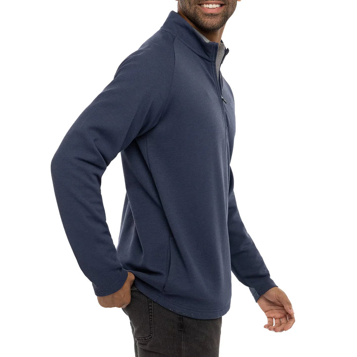 TRAVIS MATHEW MENS UPGRADED 1/4 ZIP PULLOVER - NAVY