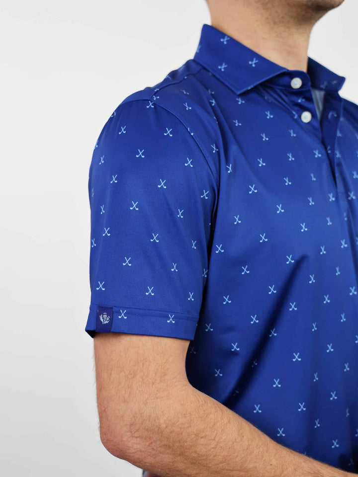 Donald Ross Mens Sport Fit VINCENT Print  Polo - NAVY/COASTAL