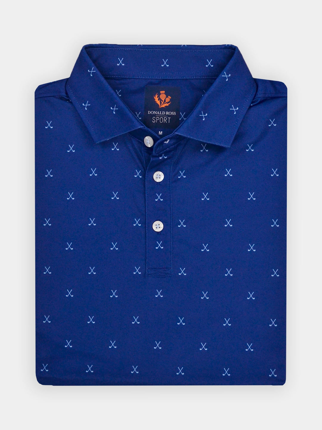 Donald Ross Mens Sport Fit VINCENT Print  Polo - NAVY/COASTAL