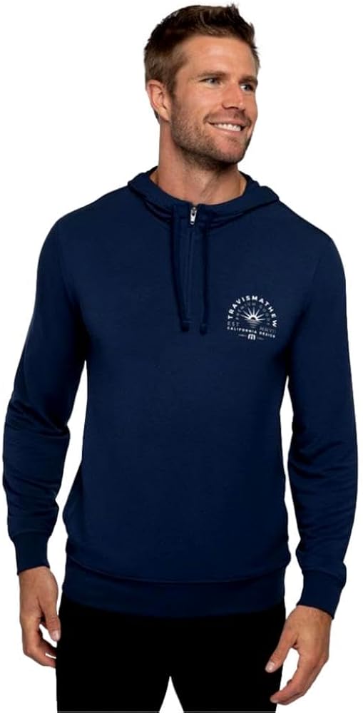 TRAVIS MATHEW WHALE SHARK QUARTER ZIP HOODIE - DRESS BLUES