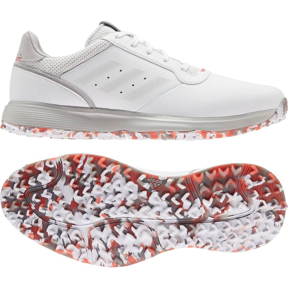 adidas Men's S2G Spikeless Golf Shoes - WHITE/GREY/RED