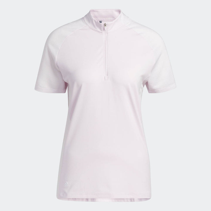 adidas Womens Ottoman Solid Short Sleeves Golf Polo Shirt - ALMOST PINK