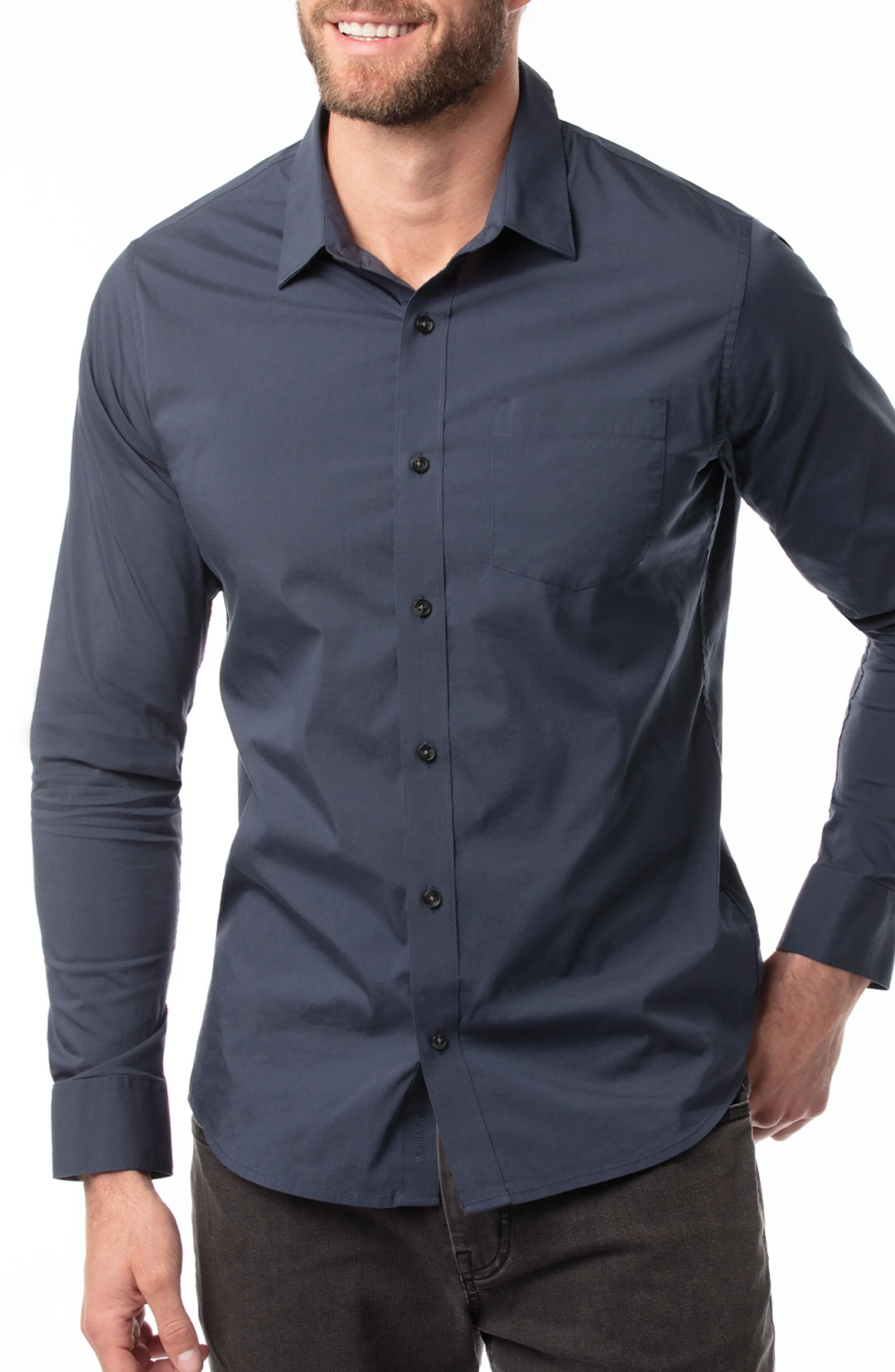 TRAVIS MATHEW ALL DECKED OUT Button Down Shirt - BLUE NIGHTS