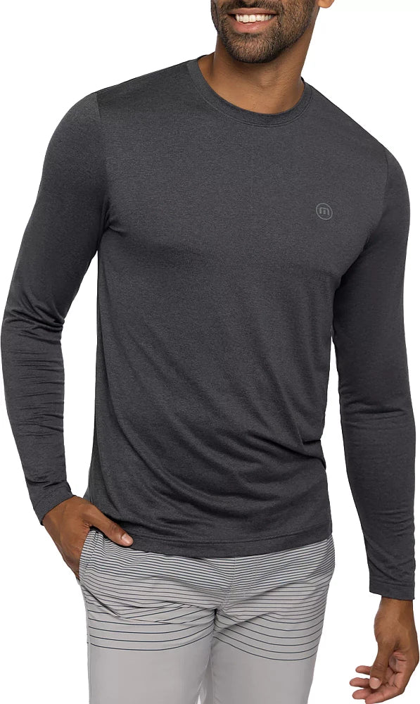 TRAVIS MATHEW TAKE THE CREDIT LONG SLEEVE SHIRT - HEATHER DARK GREY