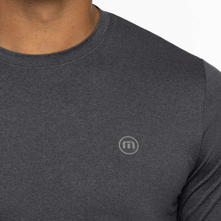 TRAVIS MATHEW TAKE THE CREDIT LONG SLEEVE SHIRT - HEATHER DARK GREY