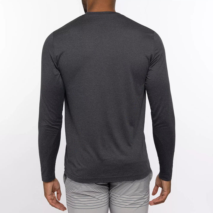 TRAVIS MATHEW TAKE THE CREDIT LONG SLEEVE SHIRT - HEATHER DARK GREY