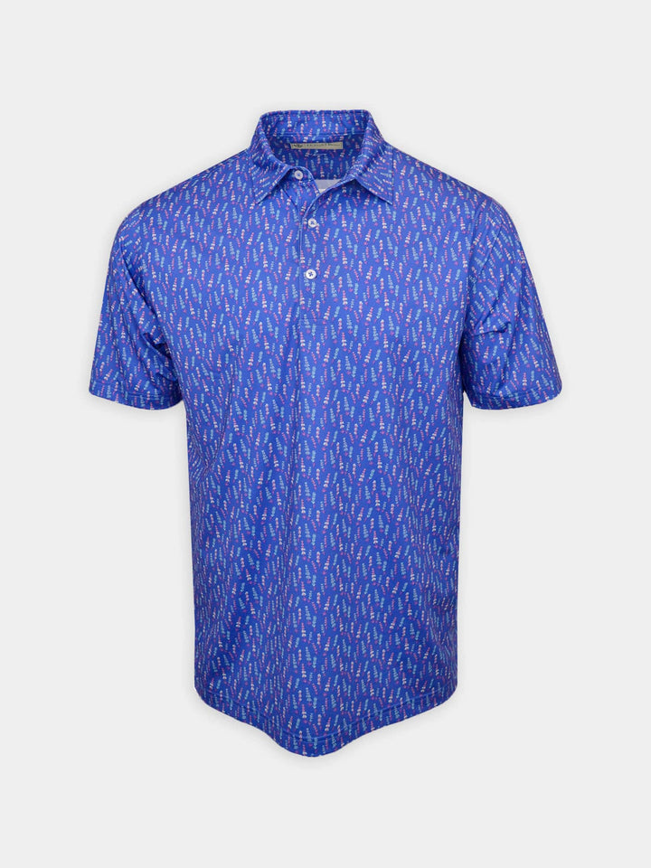 Donald Ross Mens Lavender Print Polo - LAPIS/ SAGE/MULBERRY