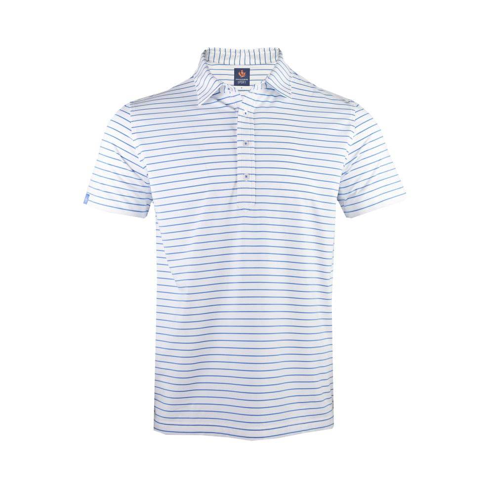 Donald Ross Mens Sport Fit Finnley Polo - WHITE/COASTAL