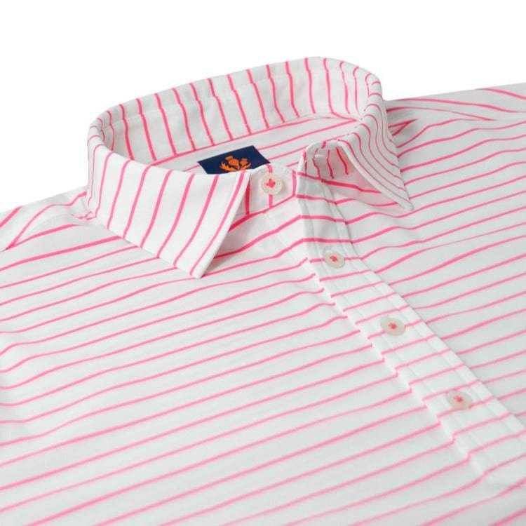 Donald Ross Mens Sport Fit Finnley Polo - WHITE/PEONY