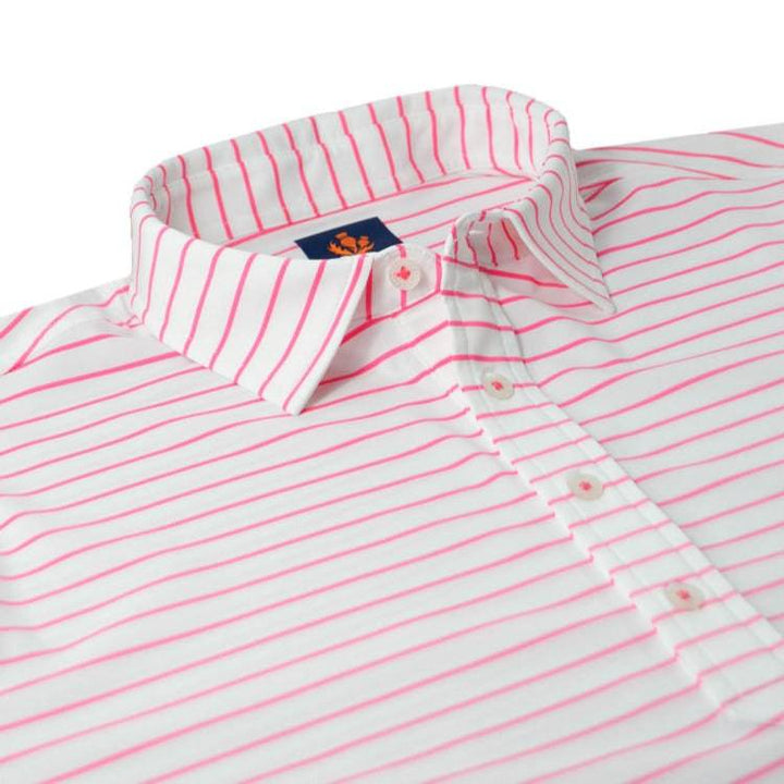 Donald Ross Mens Sport Fit Finnley Polo - WHITE/PEONY