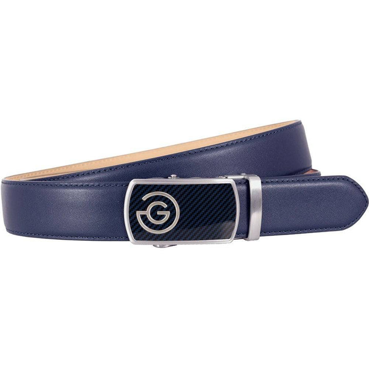 Galvin Green Mens WAYNE ICONIC BUCKLE LEATHER BELT - CARBON BLACK