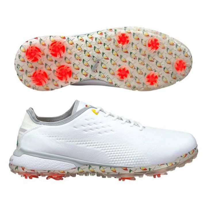 Puma Men's TOUR (RICKIE FOWLER) IGNITE PROADAPT DELTA Arnold Palmer LEATHER Golf Shoes - WHITE