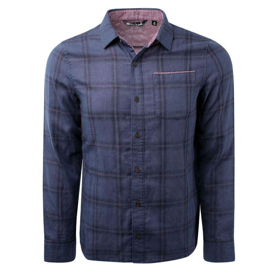 TRAVIS MATHEW MENS Third Person Button-Up Long Sleeve Shirt - MOOD INDIGO