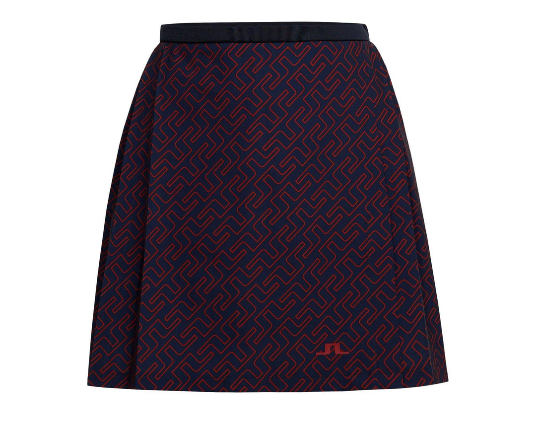 J.Lindeberg Womens Sierra Print Pleat Golf Skirt - KETCHUP BRIDGE MONOGRAM