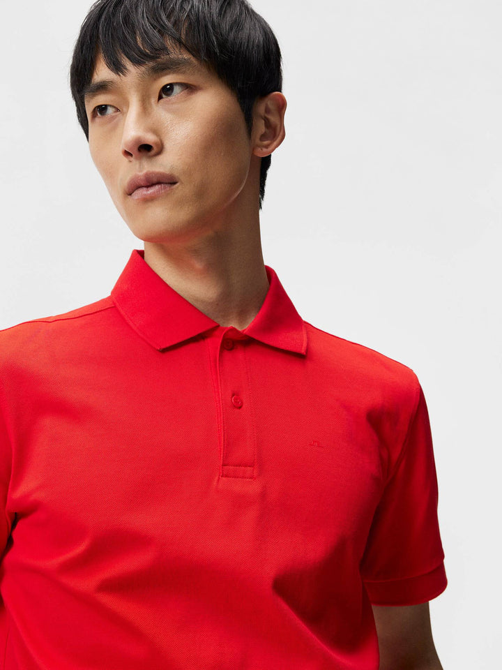 J.Lindeberg Mens Troy Polo Shirt - FIERY RED