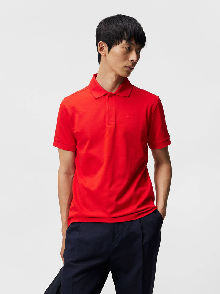 J.Lindeberg Mens Troy Polo Shirt - FIERY RED