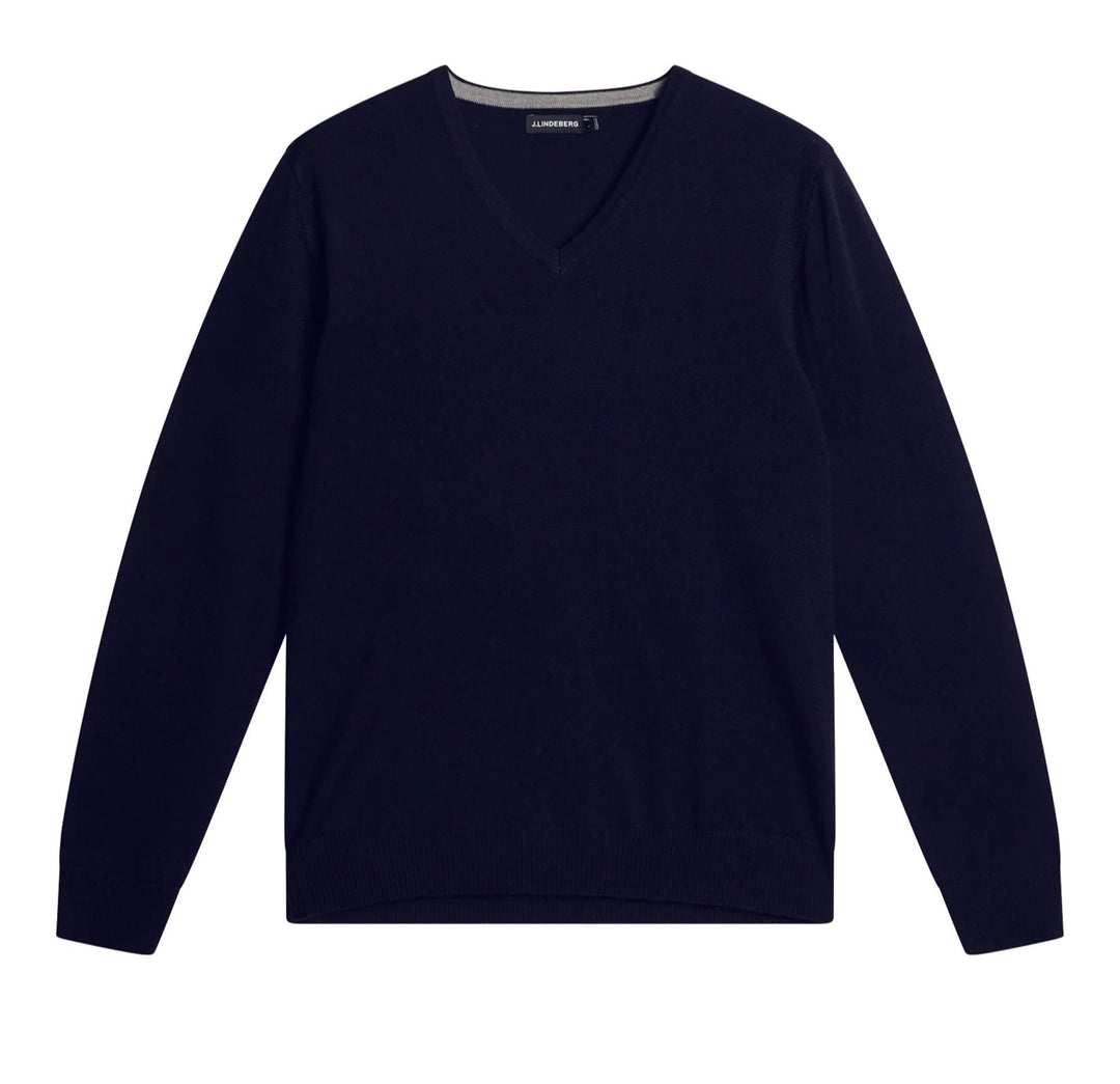 J.Lindeberg Lymann Mens V-Neck Fine Merino Sweater- NAVY