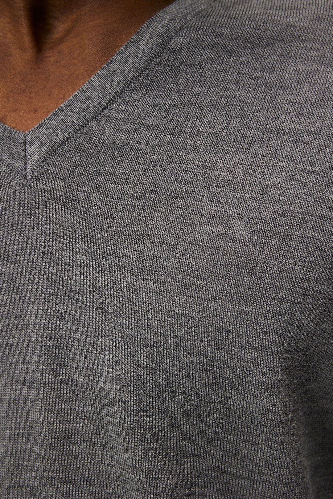 J.Lindeberg Lymann Mens V-Neck Fine Merino Sweater - GREY MELANGE