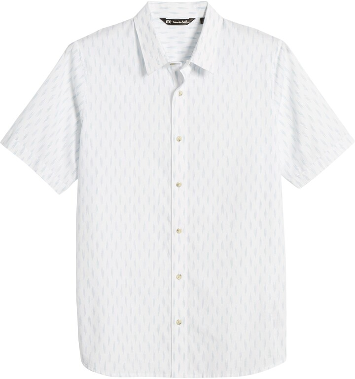 TRAVIS MATHEW 'NOSE DIVE' COTTON SHORT SLEEVE BUTTON SHIRT - WHITE