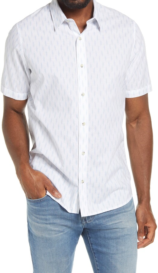 TRAVIS MATHEW 'NOSE DIVE' COTTON SHORT SLEEVE BUTTON SHIRT - WHITE