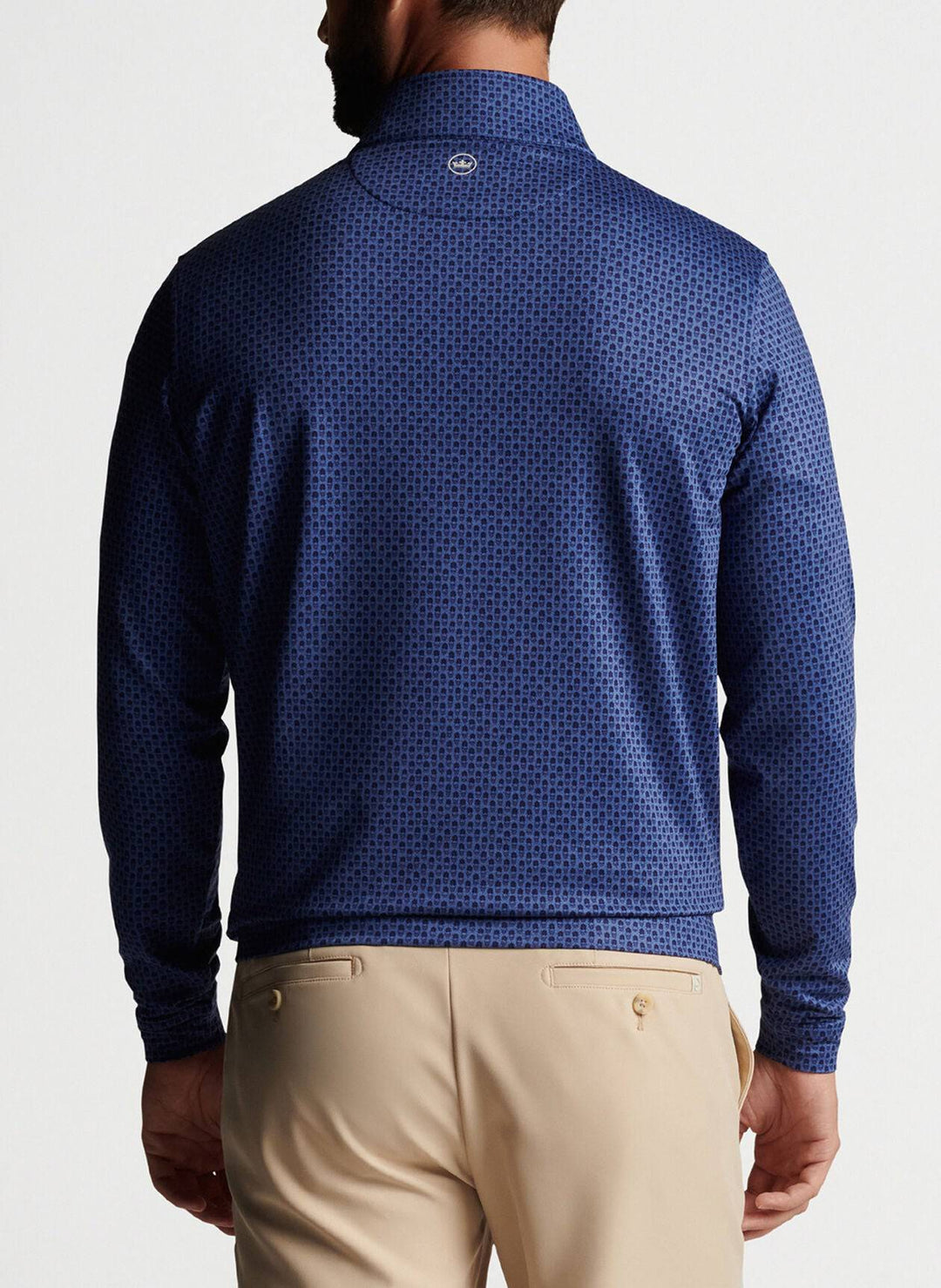 Peter Millar Mens Perth Piña Skullada Performance Quarter Zip - SPORT NAVY