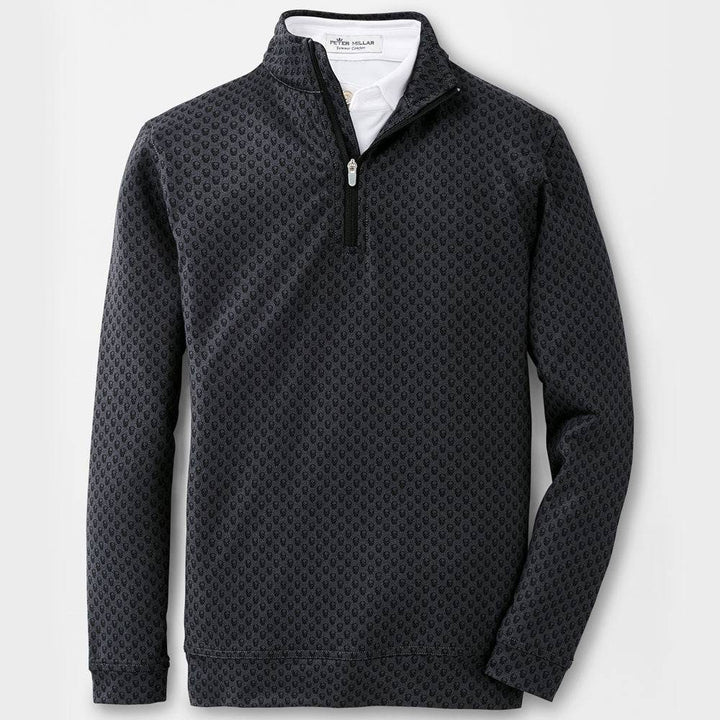 Peter Millar Mens Youth Skulls Perth Performance Quarter-Zip - BLACK