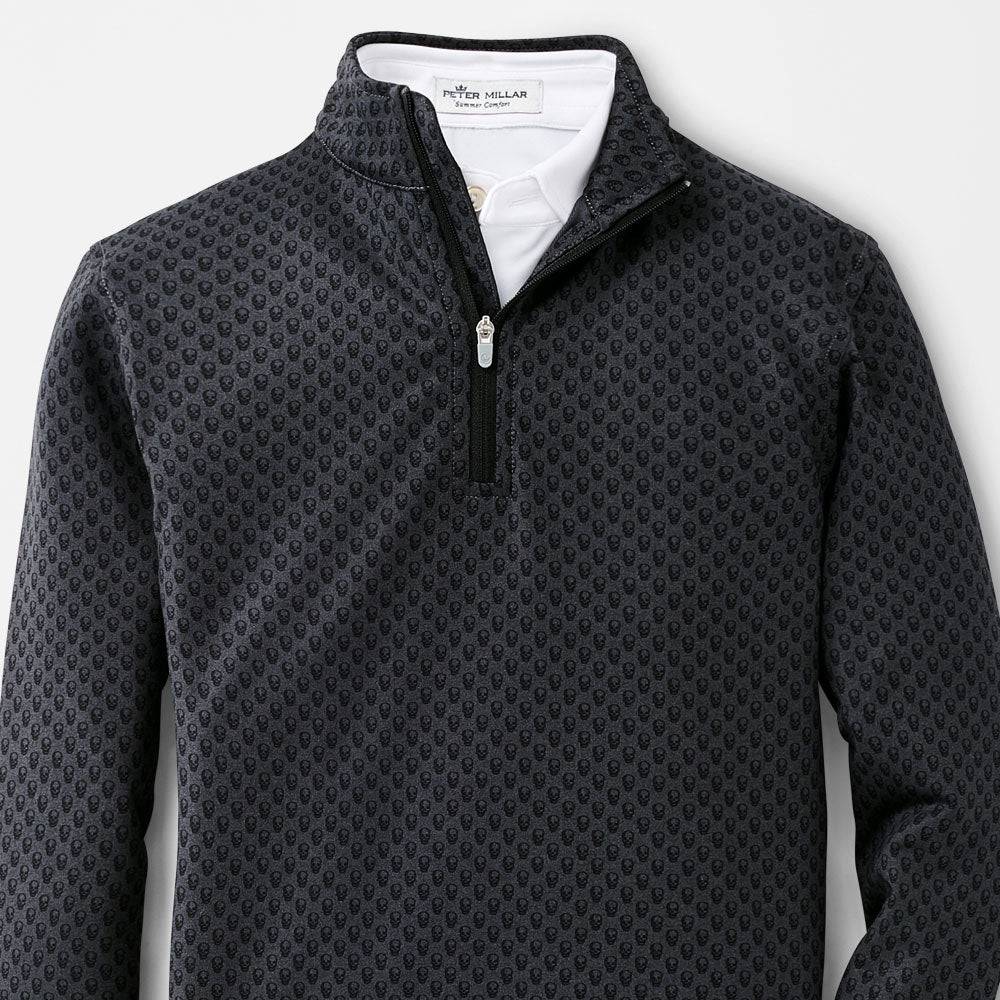 Peter Millar Mens Youth Skulls Perth Performance Quarter-Zip - BLACK