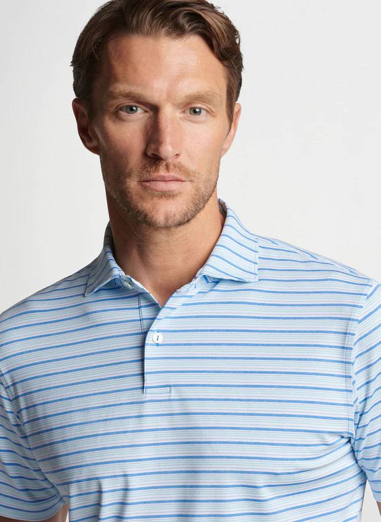 Peter Millar Mens Checkmate Performance Jersey Polo - MARINA BLUE