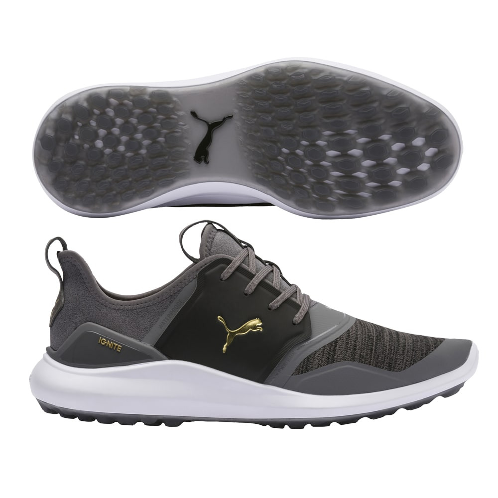 Puma Men's Ignite NXT Team Gold Lace Golf Shoes - Quiet Shade/Team Gold/Black