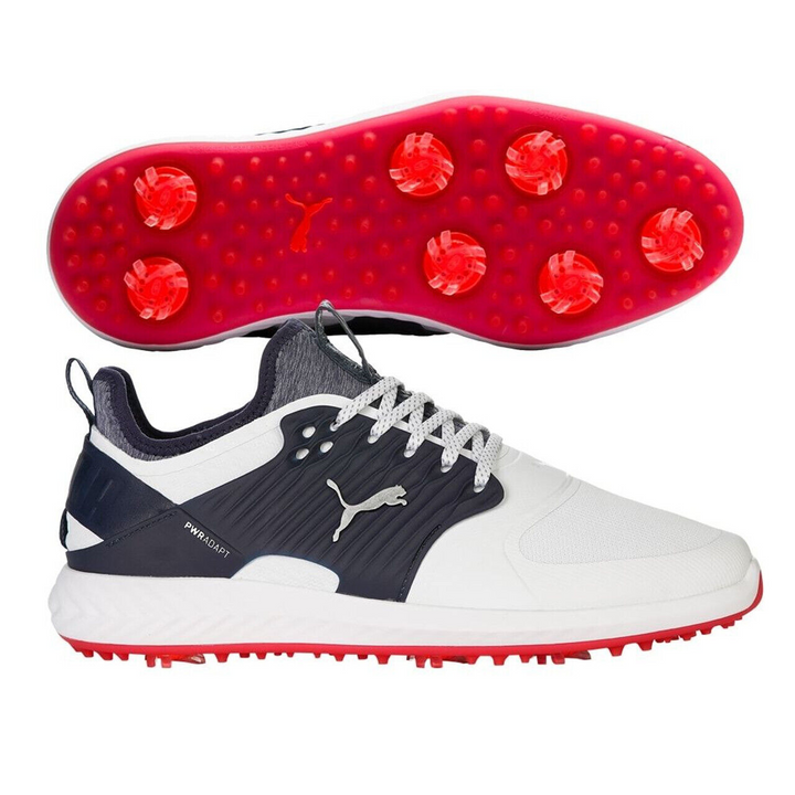 Puma Men's TOUR EDITION - PWRAdapt Caged Golf Shoes - White/Silver/Peacoat