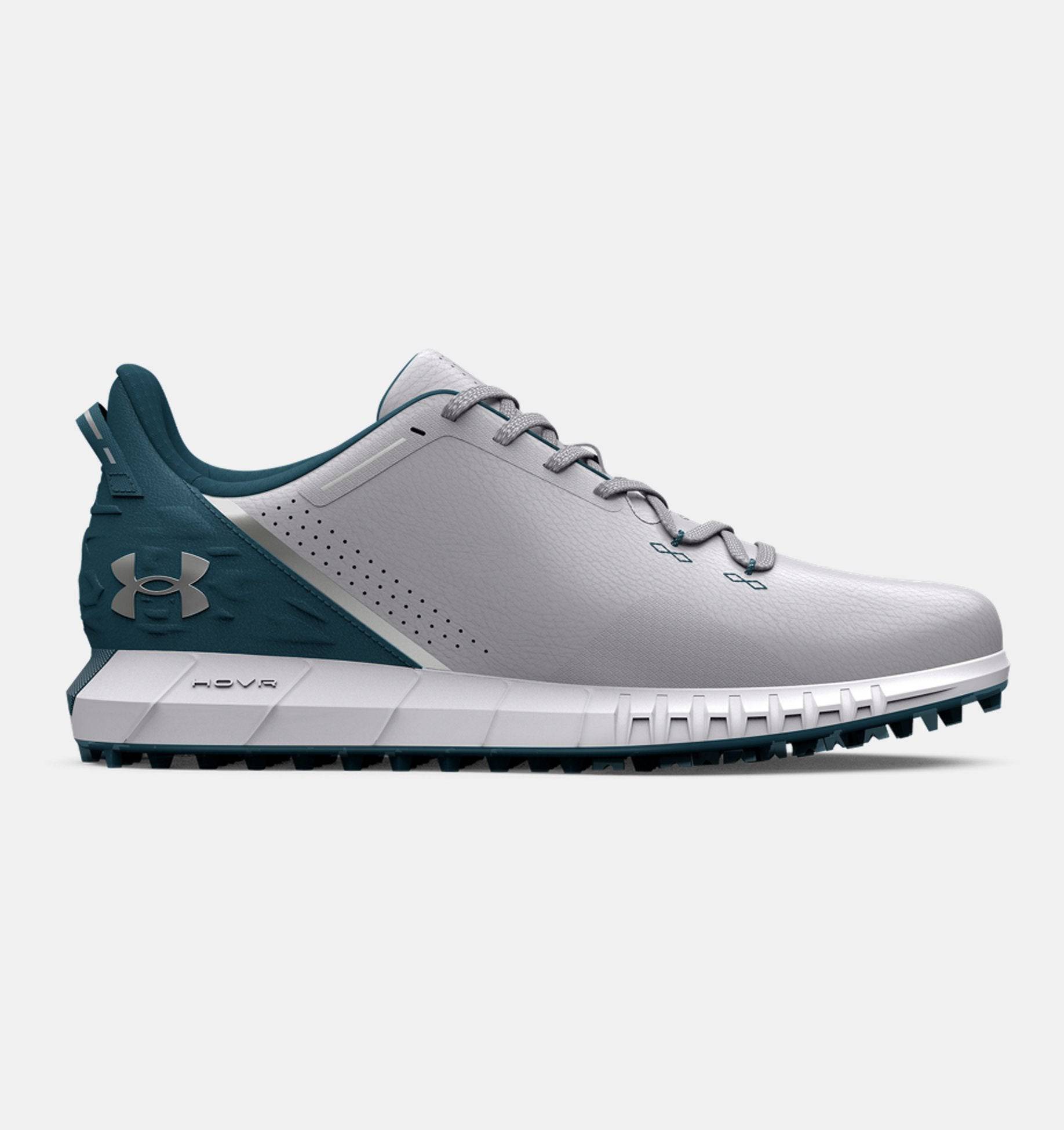 Under Armour Mens HOVR Drive Spikeless Golf Shoes HALO GRAY STATIC BLUE